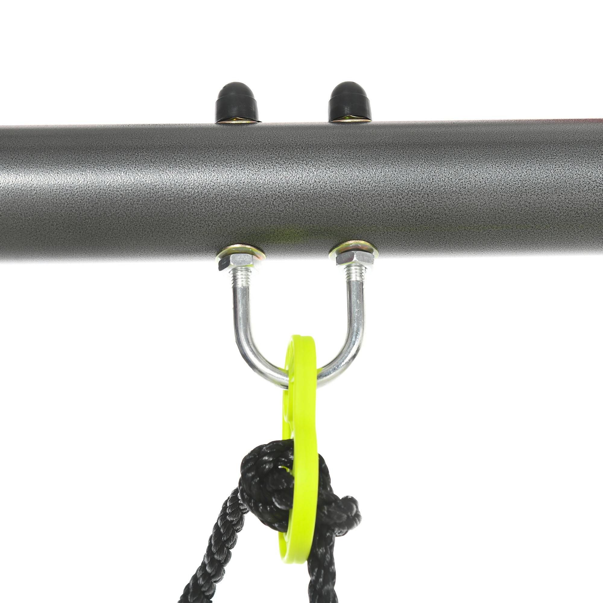 Outsunny - Balançoire 4 agrès portique avec 2 balançoires et 2 face à face dim. 3,55L x 1,84l x 1,86H m acier époxy gris PE vert - Outsunny - Image 9
