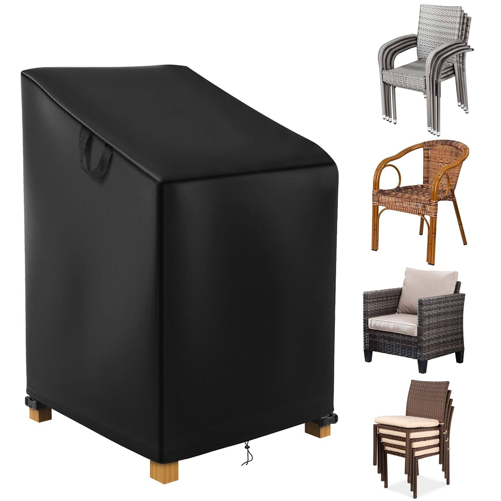 IntiMeg - Housse de Chaise de Jardin,Imperméable Housse de Protection pour Chaises de Jardin Housse pour Fauteuil Empilables,(120 x 65 x 65 x 80cm) - Noir - Image 1