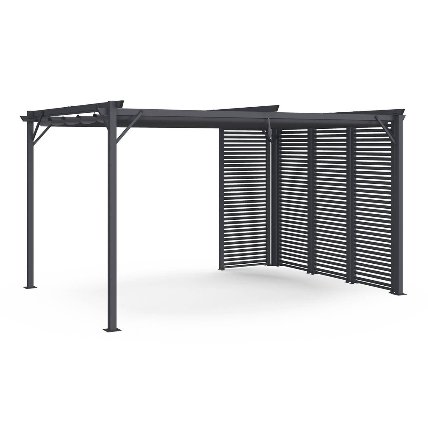 Pergola édition collector persienne toit rétractable 3x4M 4 pans modulables gris anthracite - Image 4
