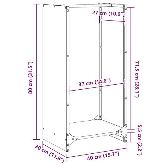 Stockage Bois Vertical en Acier Blanc, Colonne de Rangement 80 cm – ComfortXL Outdoor Living - Image 3