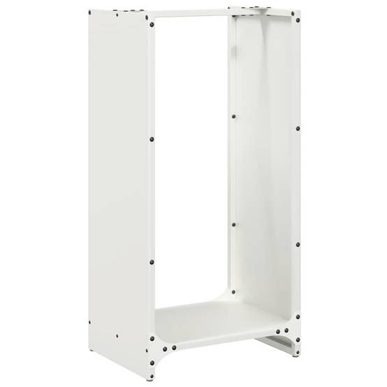 Stockage Bois Vertical en Acier Blanc, Colonne de Rangement 80 cm – ComfortXL Outdoor Living - Image 2