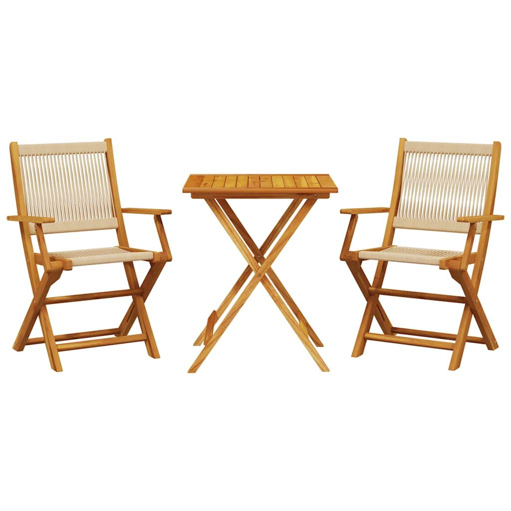 Vidaxl - Ensemble de bistro 3 pcs-Salons de jardin beige polypropylène et bois massif 825713 - Image 2