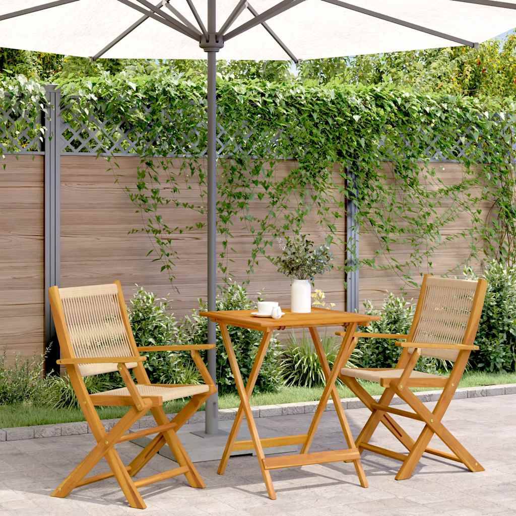 Vidaxl - Ensemble de bistro 3 pcs-Salons de jardin beige polypropylène et bois massif 825713 - Image 1