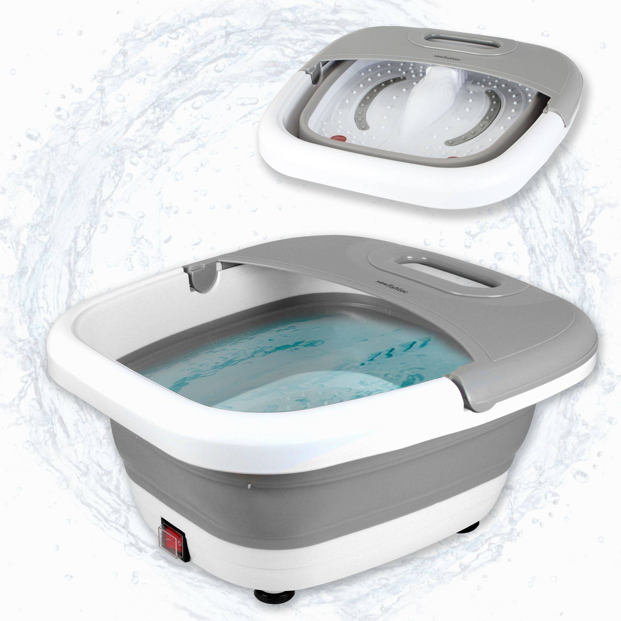 FISHTEC - Bain de Pieds Pliable - Thalasso Relaxante - Massage Bulles et Vibrations - Fonction Chaleur - Idéal Détente - Image 1