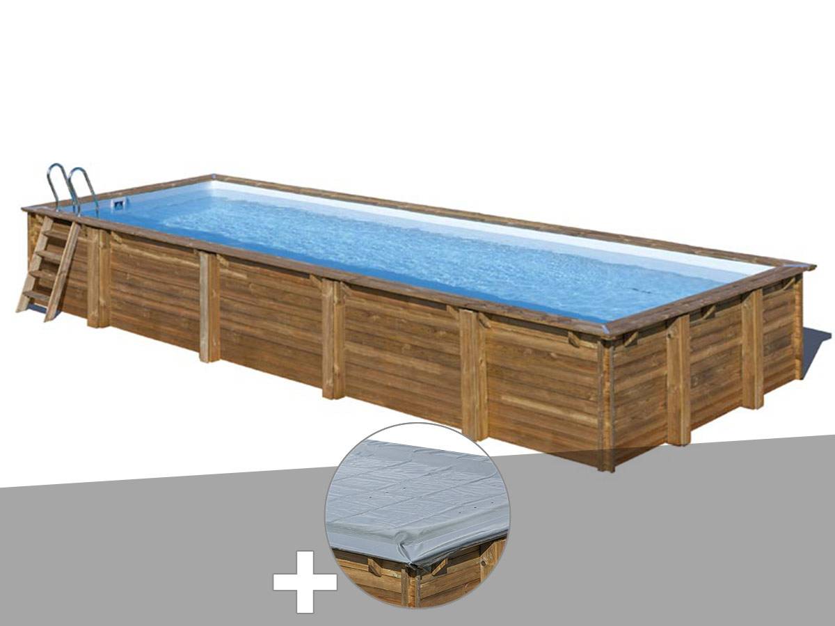 Gré - Kit piscine bois Gré Mint 10,10 x 4,18 x 1,46 m + Bâche hiver