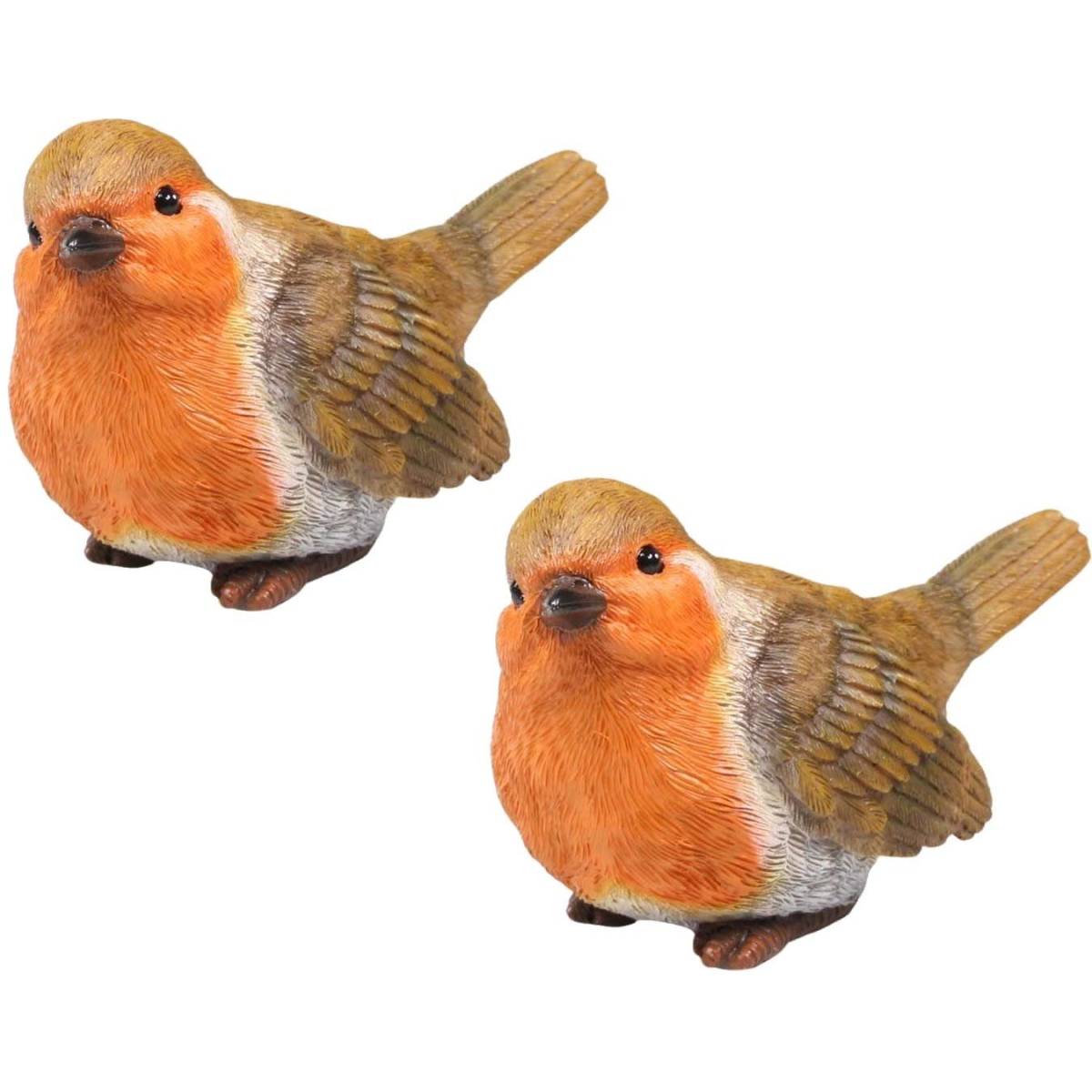 Farmwood Animals - Oiseau rouge-gorge en résine (Lot de 2) - Imagen 1