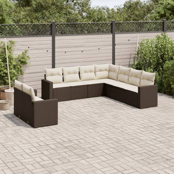 Salon de jardin bas 9 places Résine Tressée Marron avec Rangement pour Jardin et Terrasse – ComfortXL Outdoor Living - Image 1