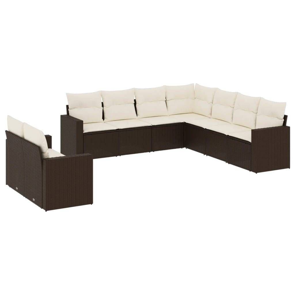 Salon de jardin bas 9 places Résine Tressée Marron avec Rangement pour Jardin et Terrasse – ComfortXL Outdoor Living - Image 2