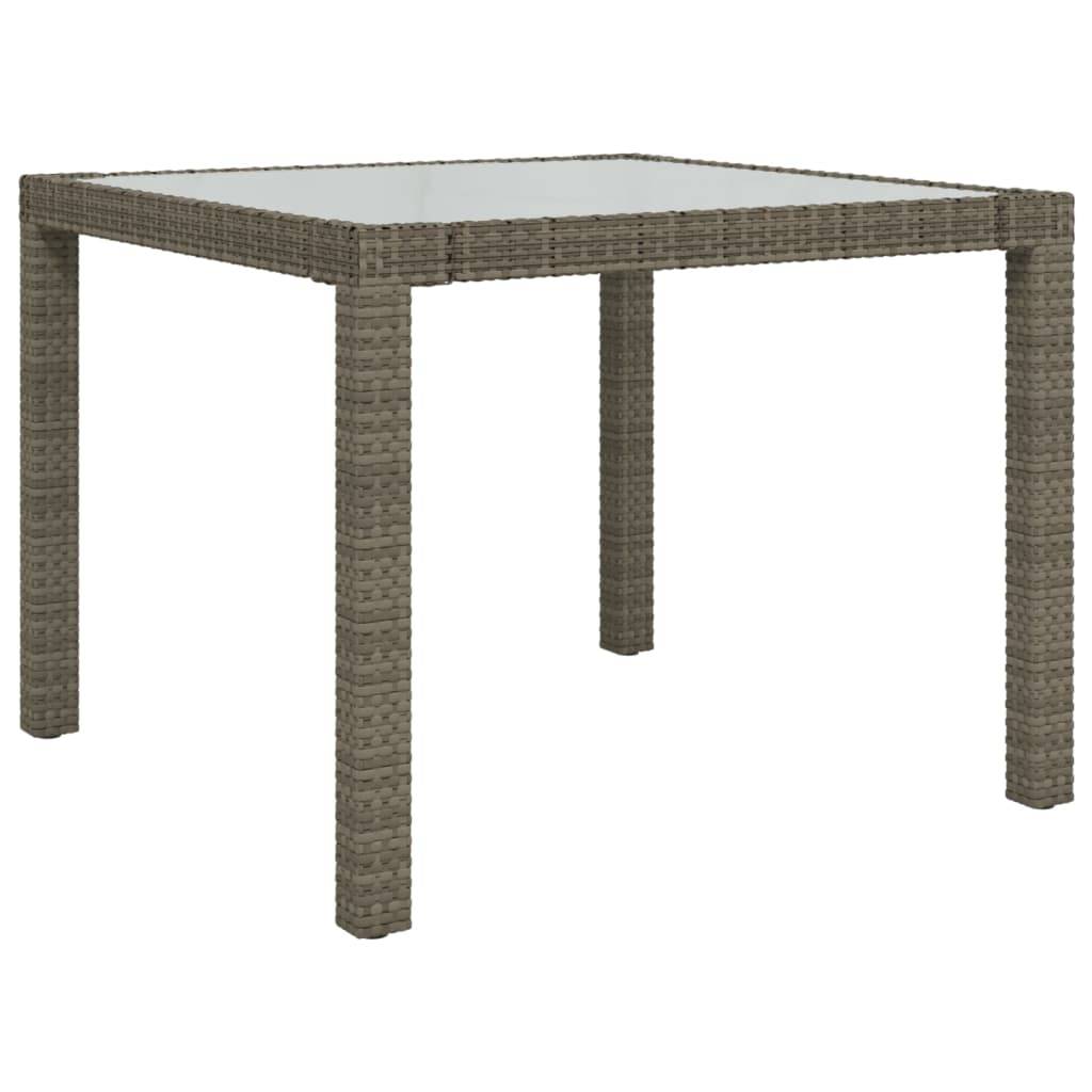 Table de jardin résine tressée gris verre trempé 90 x 90 x 75 cm, Poids :20kg - PANGIVO - Image 2