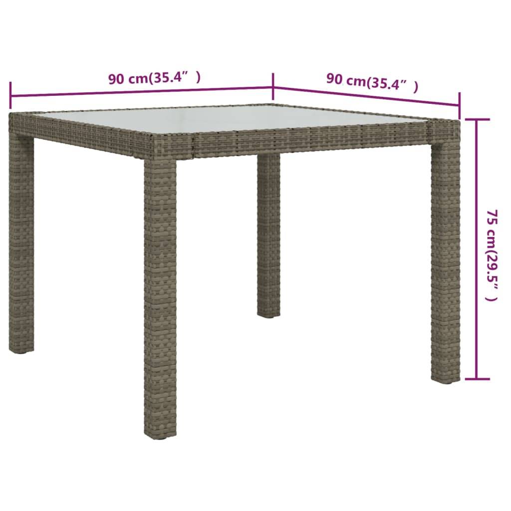Table de jardin résine tressée gris verre trempé 90 x 90 x 75 cm, Poids :20kg - PANGIVO - Image 5