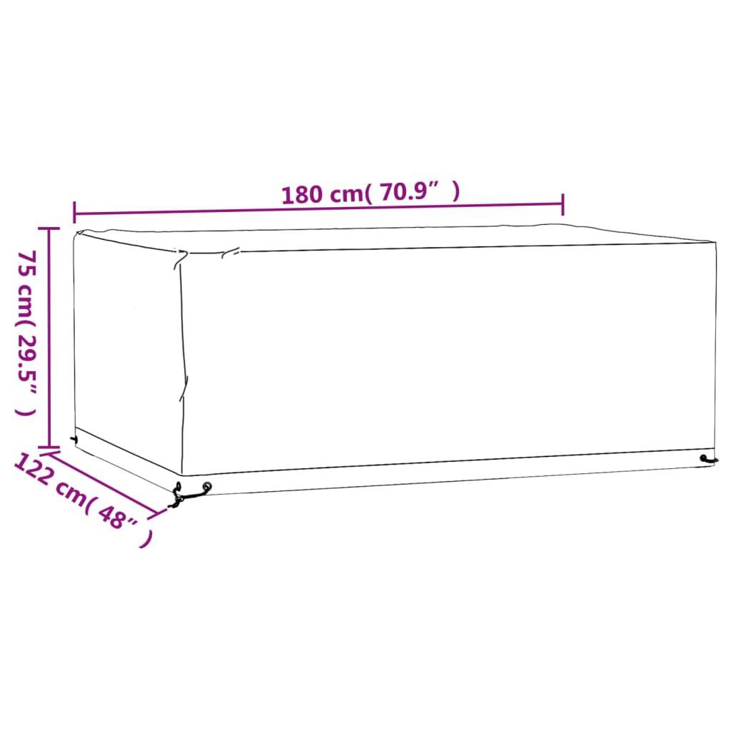 2 pcs Housses salon de jardin - Housses de protection 8œillets 180x122x75cm rectangulaire - Image 10