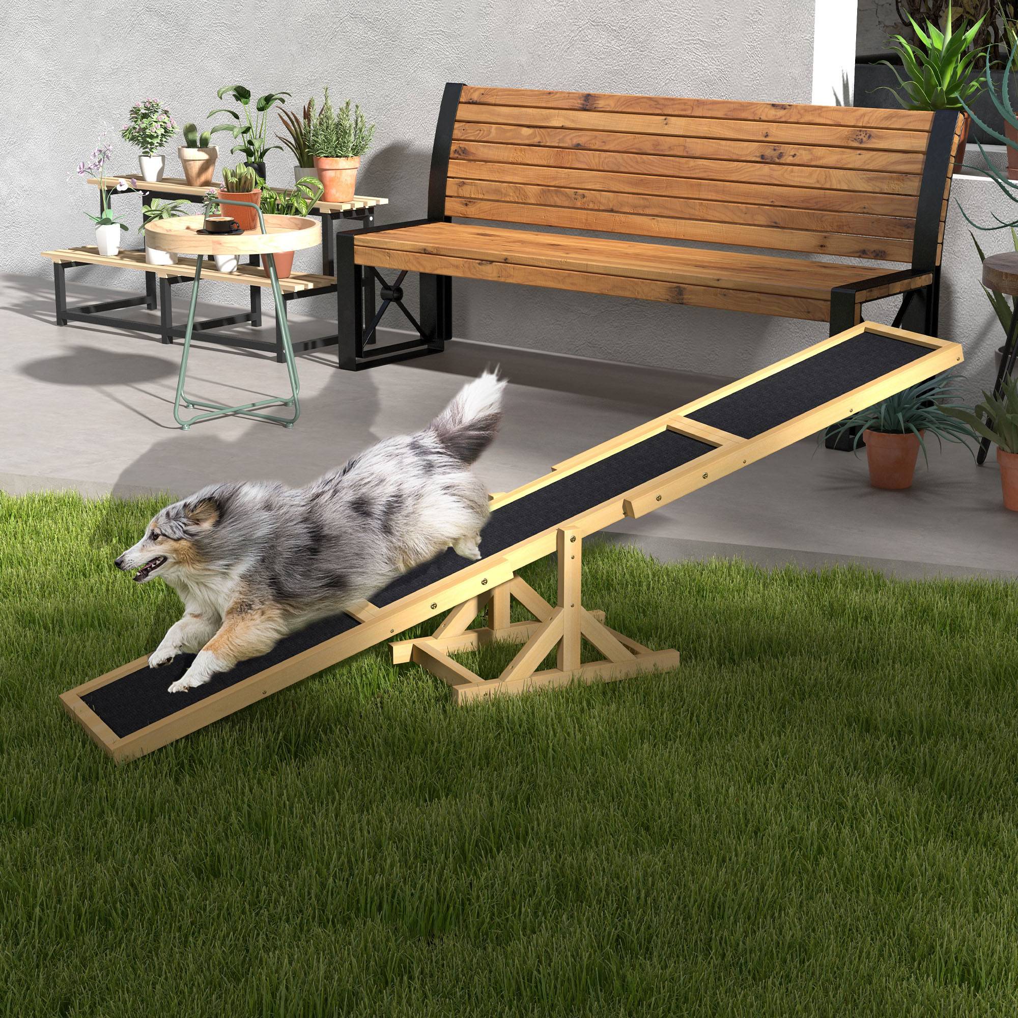 Bascule d'agilité pour chien bois naturels 180 x 30 x 30 cm - PANGIVO - Image 4