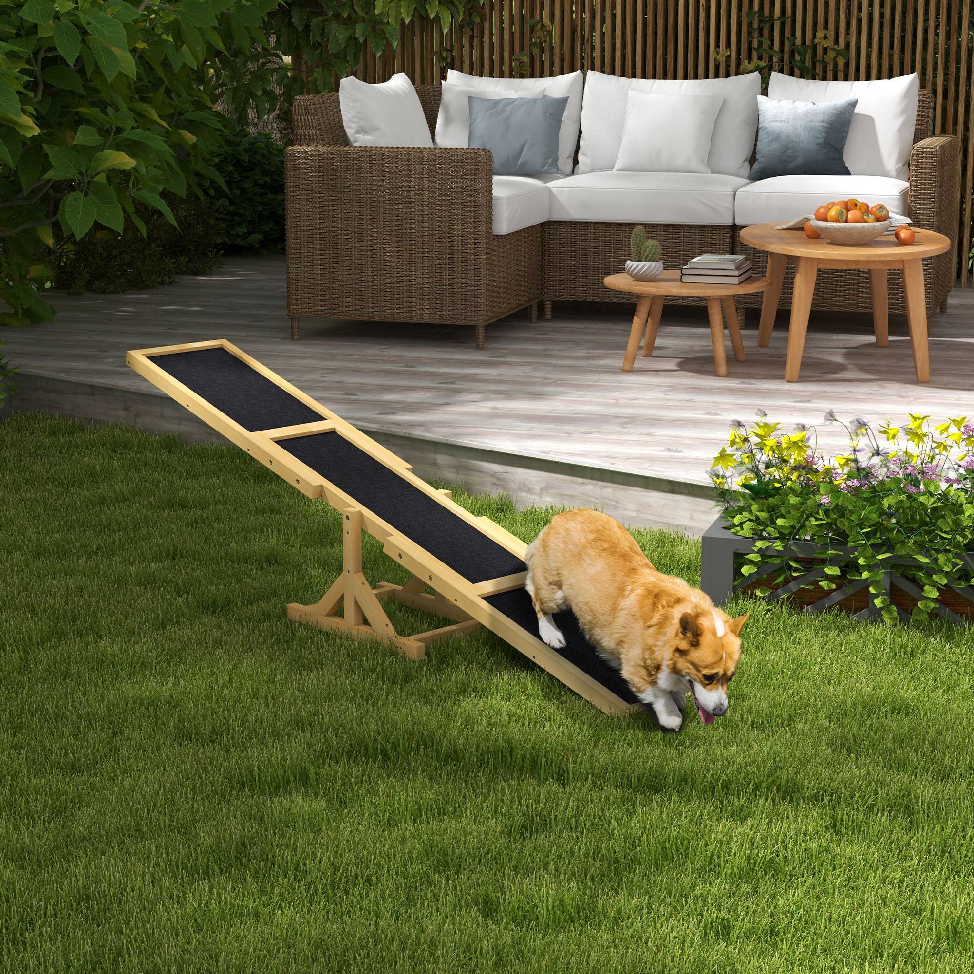 Bascule d'agilité pour chien bois naturels 180 x 30 x 30 cm - PANGIVO - Image 3