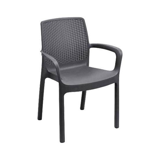 Dmora - Lot de 4 chaises d'extérieur Dnardin, Sièges de jardin, Chaise de table à manger, Fauteuil d'extérieur effet rotin, 54x60h82 cm, Anthracite - Dmora - Image 6