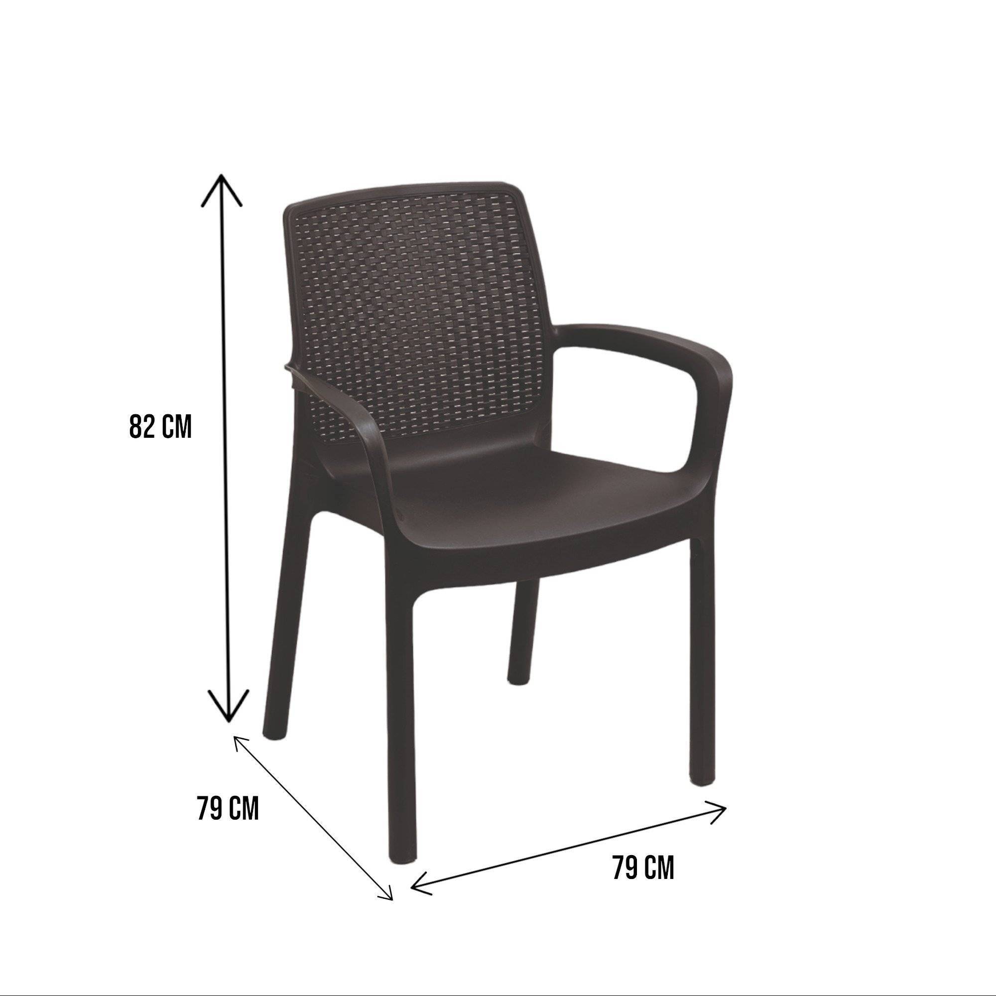 Dmora - Lot de 4 chaises d'extérieur Dnardin, Sièges de jardin, Chaise de table à manger, Fauteuil d'extérieur effet rotin, 54x60h82 cm, Anthracite - Dmora - Imagen 3