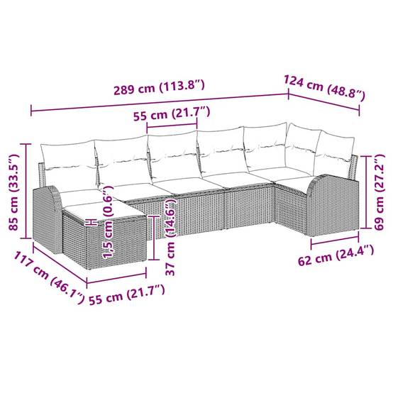 ComfortXL - Salon de Jardin Modulable Polyrotin Texturé 7 Places avec Pouf et Coussins Inclus Marron – ComfortXL Outdoor Living - Image 5