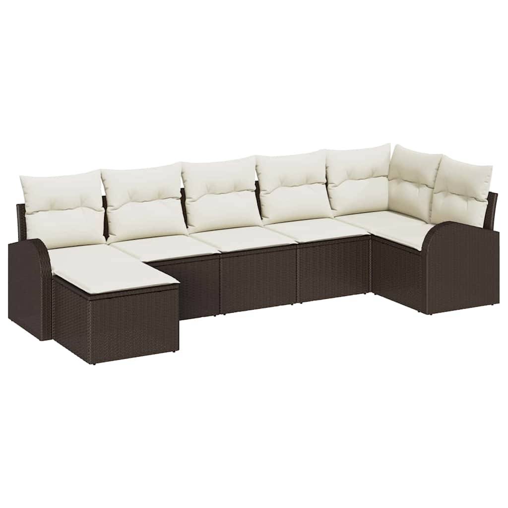 ComfortXL - Salon de Jardin Modulable Polyrotin Texturé 7 Places avec Pouf et Coussins Inclus Marron – ComfortXL Outdoor Living - Image 2