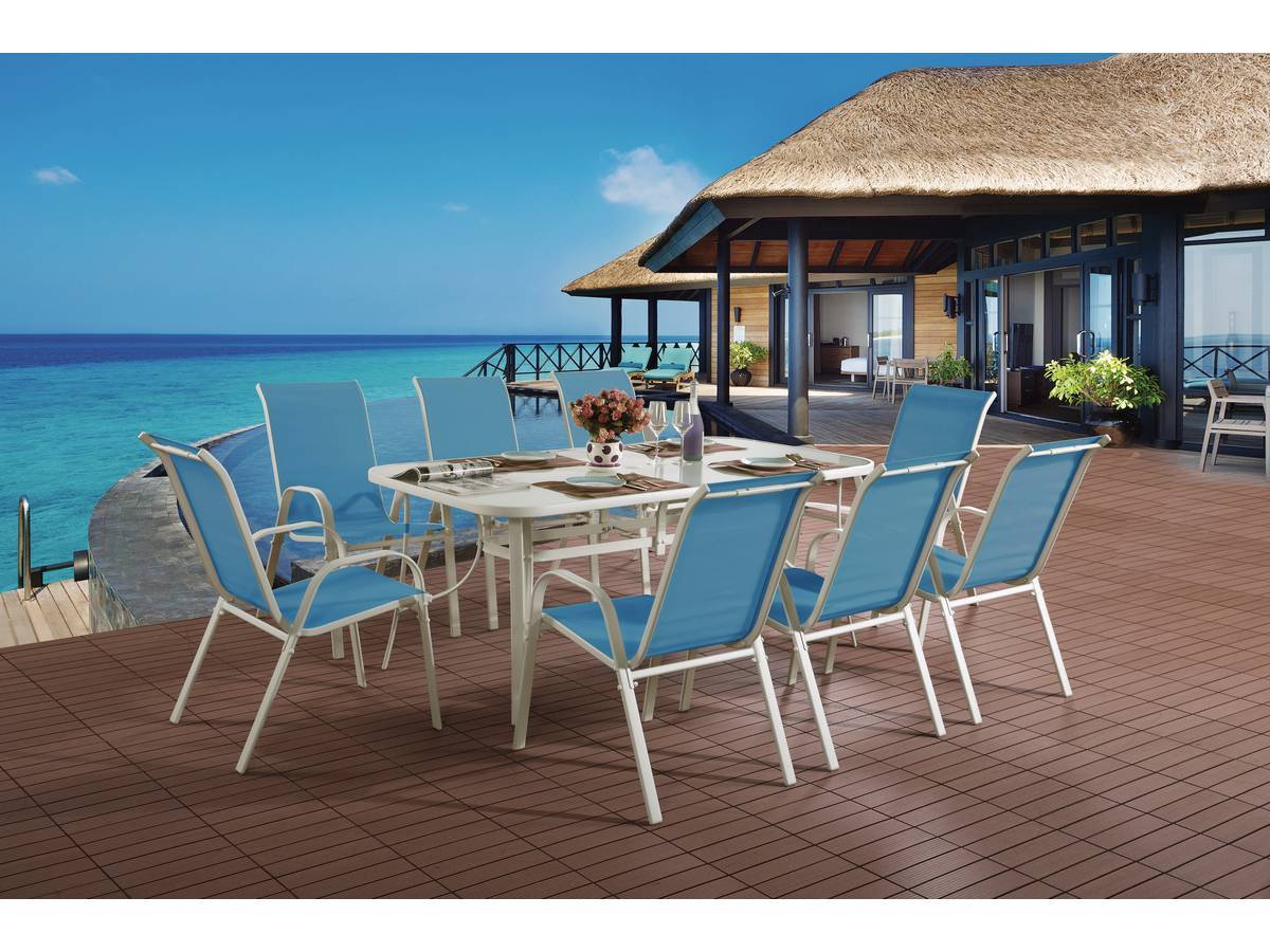 Habitat Et Jardin - Table Et Chaises De Jardin En Textilène "cordoba Xl 180" - Phoenix - 8 Places - Bleu -habitat Et Jardin - Imagen 2