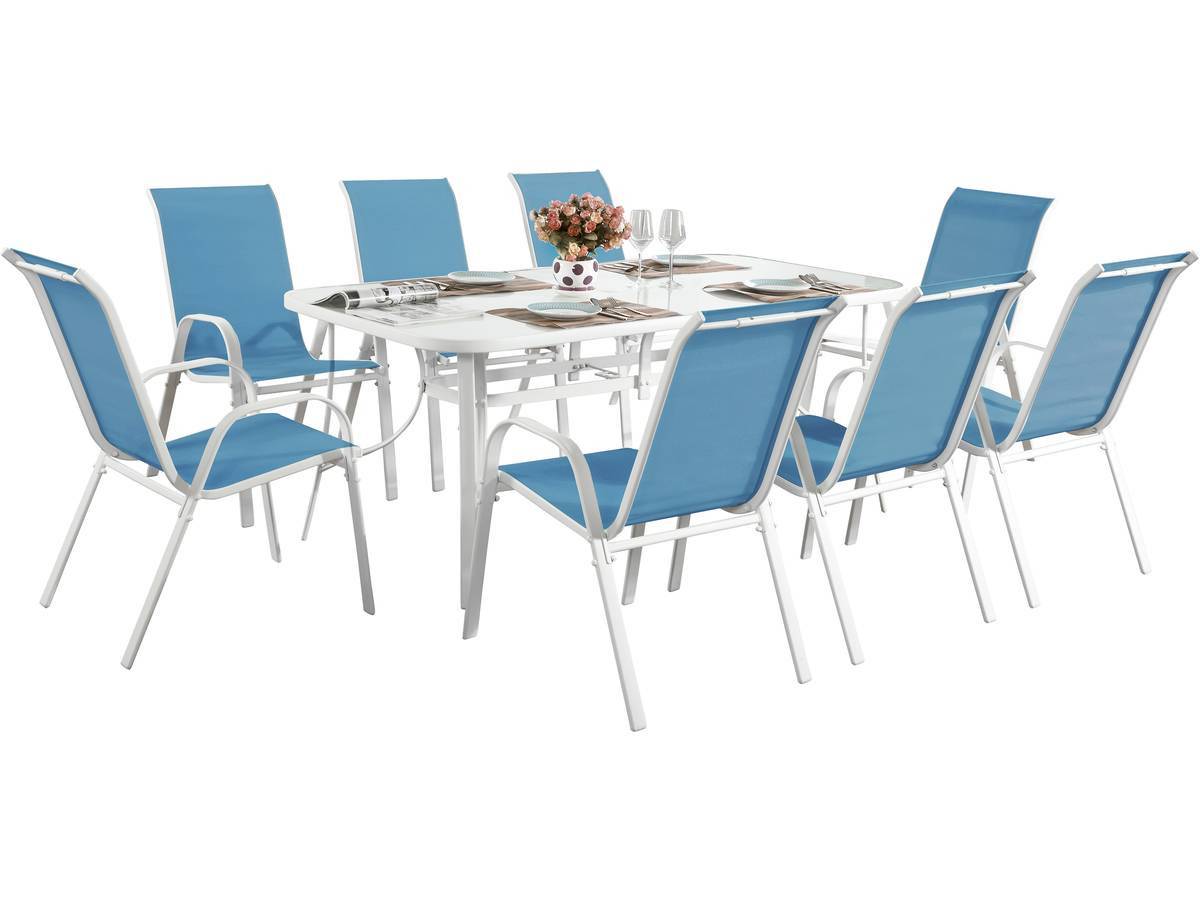 Habitat Et Jardin - Table Et Chaises De Jardin En Textilène "cordoba Xl 180" - Phoenix - 8 Places - Bleu -habitat Et Jardin - Imagen 1
