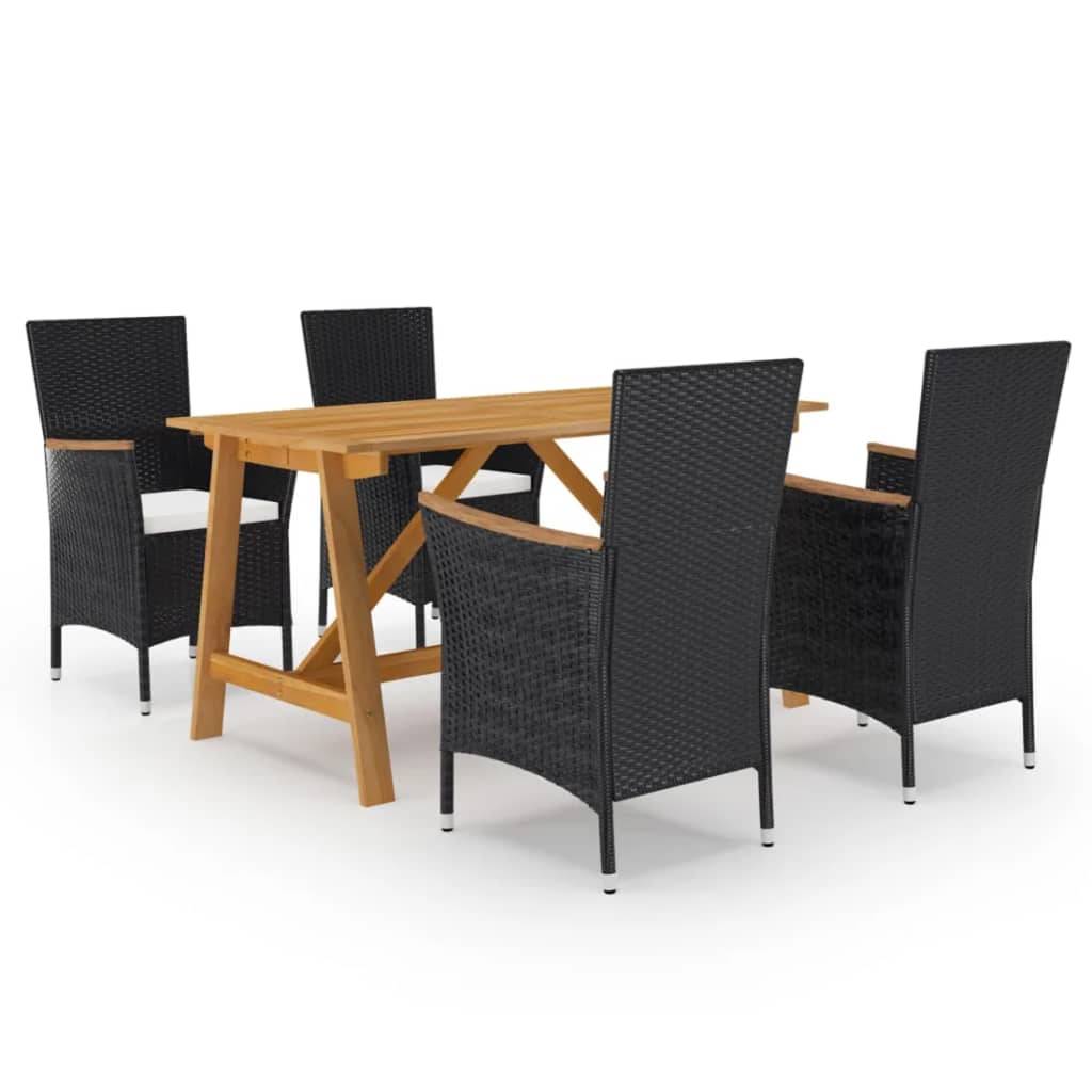 Vidaxl - Ensemble à manger de jardin 5 pcs Noir vidaXL 3068739 - Imagen 1