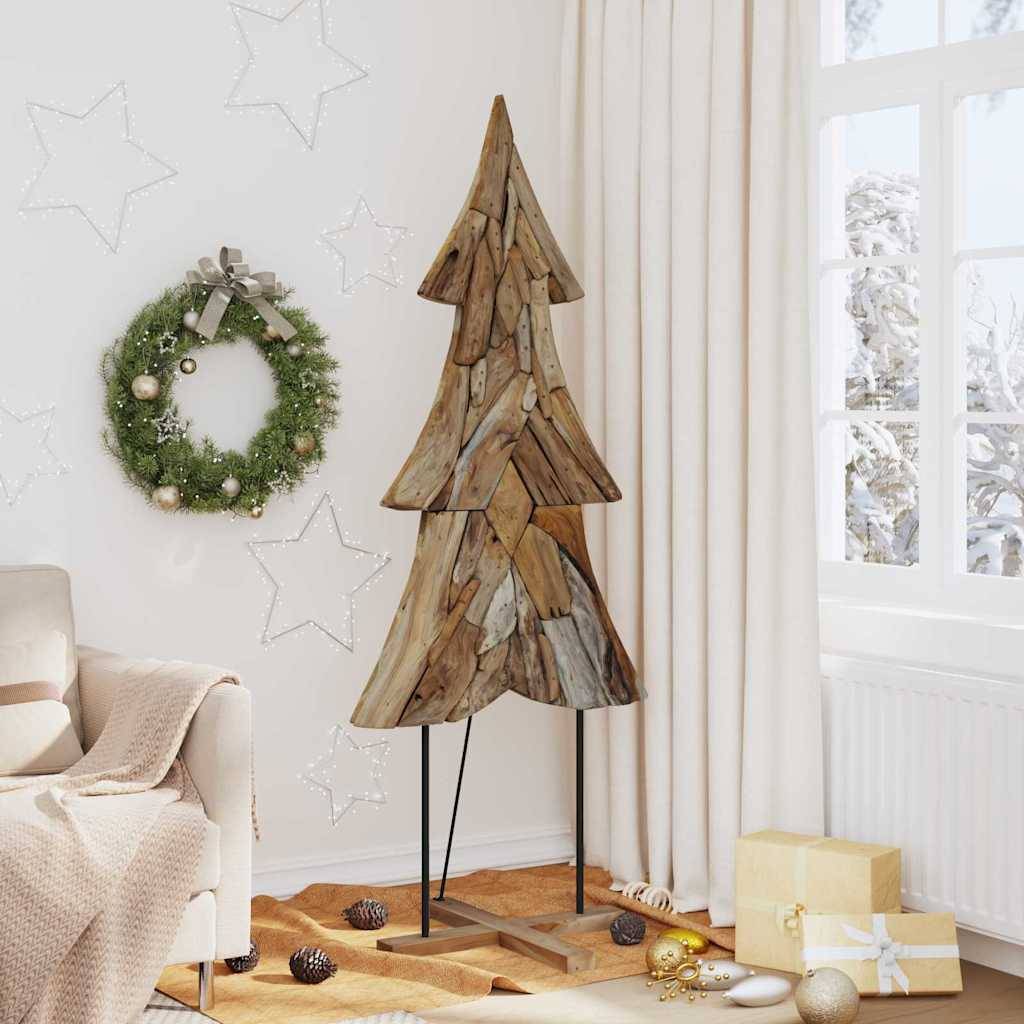 Arbre de Noël design en bois de teck massif pour décoration intérieure 180 cm – ComfortXL Outdoor Living - Image 1