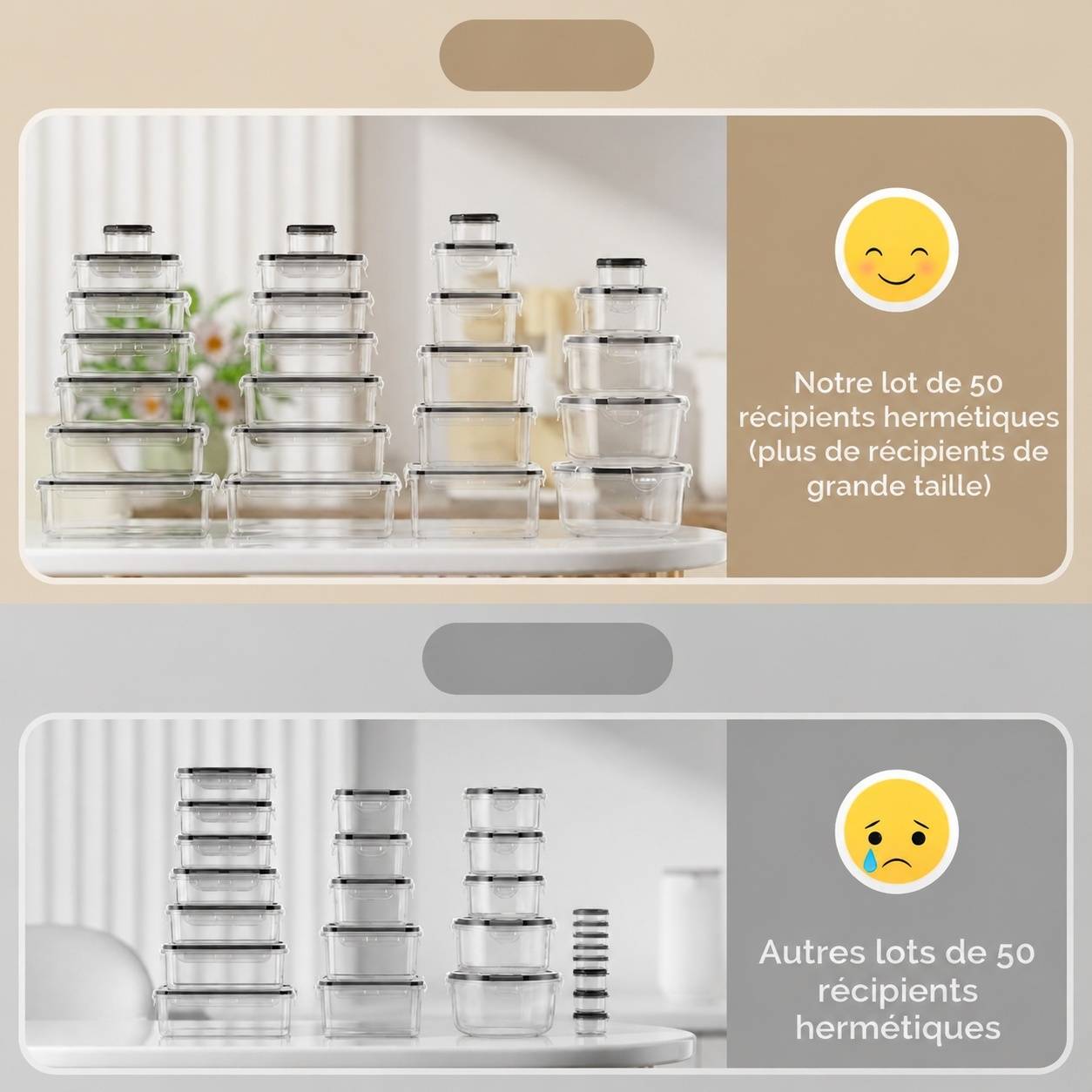 Set de 50 Boîtes Alimentaires Hermétiques Plastique Réutilisables - Image 3