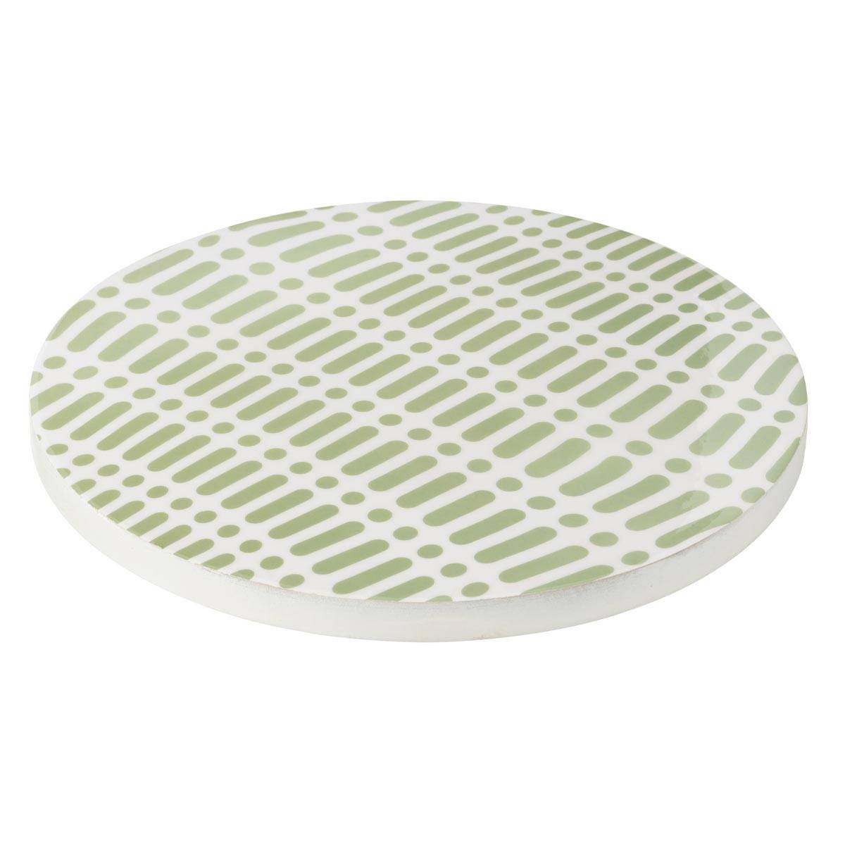 Plateau Tournant en Bois "Tod" 45cm Vert & Blanc - Image 1
