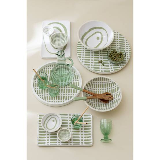 Plateau Tournant en Bois "Tod" 45cm Vert & Blanc - Image 4