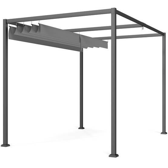 Pergola rétractable métal polyester terrasse ombre modulable 3x2m gris - ComfortXL Outdoor Living - Image 1