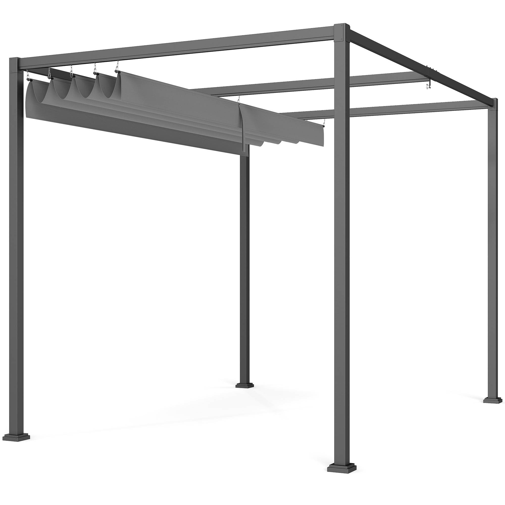 Pergola rétractable métal polyester terrasse ombre modulable 3x2m gris - ComfortXL Outdoor Living - Image 1
