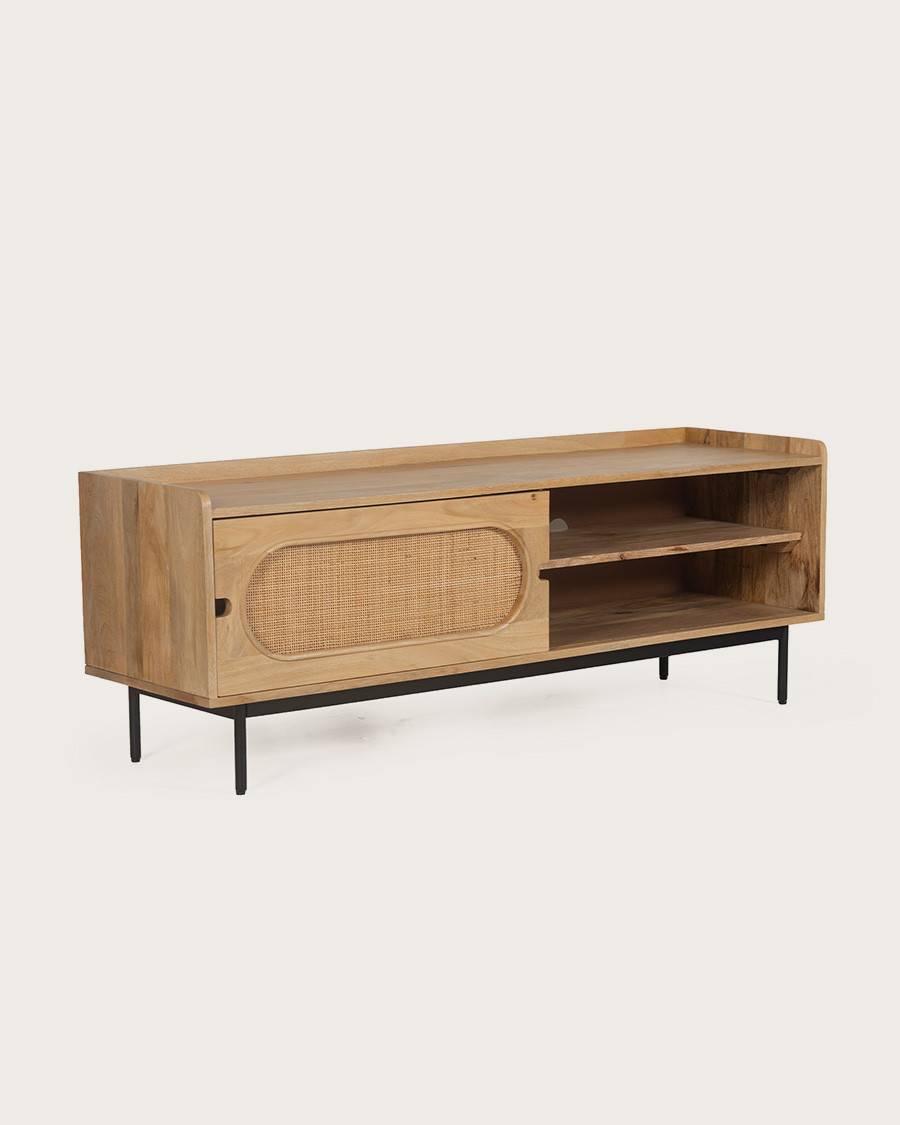 Kali - Meuble en manguier et cannage 140 cm - UNIQKA - Imagen 3