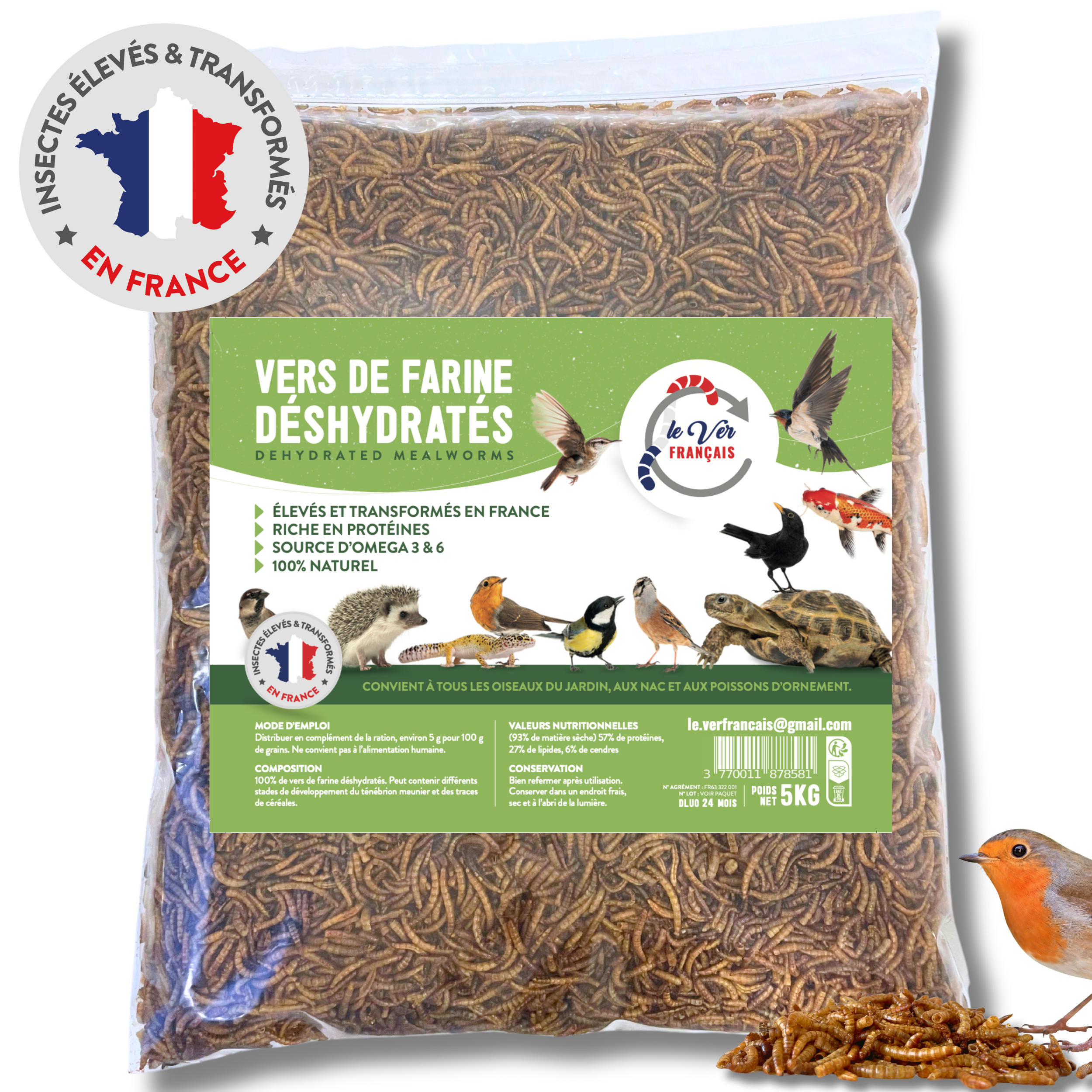 Vers de farine déshydratés 5kg - Le Ver Français - Image 1
