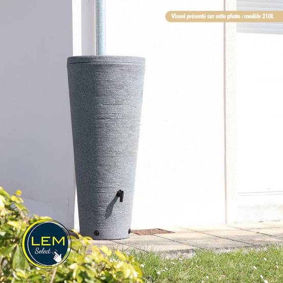 Pack Récupérateur d'eau Tubo 210L effet granit avec jardinière intégrée avec robinet et kit de raccordement - Image 2