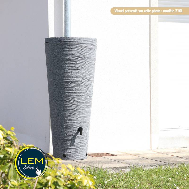 Pack Récupérateur d'eau Tubo 210L effet granit avec jardinière intégrée avec robinet et kit de raccordement - Image 2