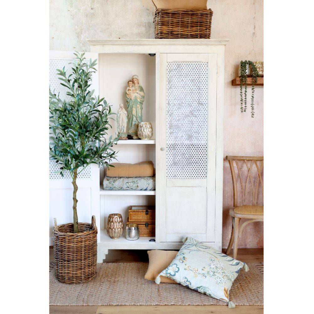Chemin De Campagne - Armoire de lin en bois de pin crème antique 113 x 44.5 x 184 cm Chemin de campagne - Imagen 5