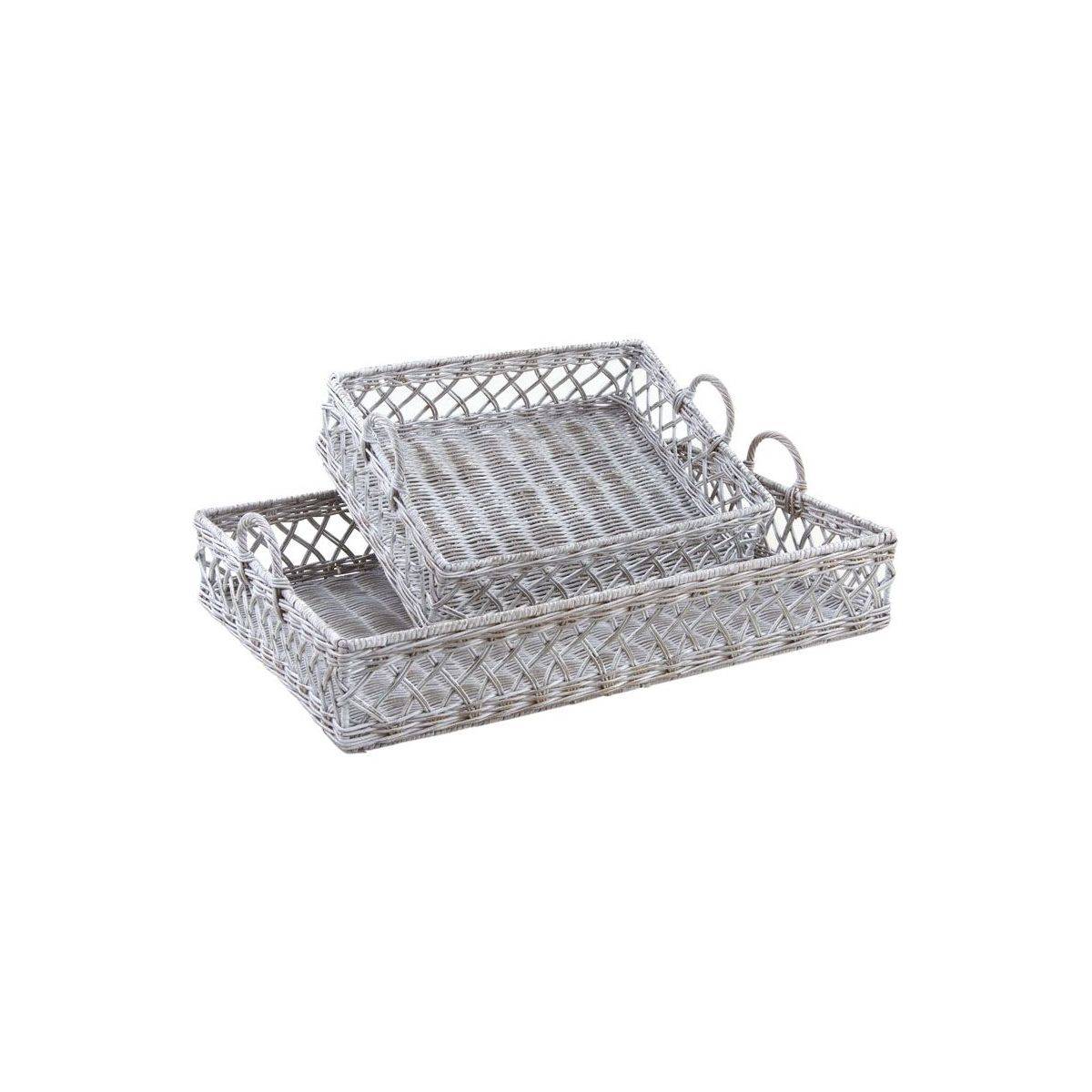 Aubry Gaspard - Corbeilles rectangulaires en rotin blanchi (Lot de 2) - Imagen 1