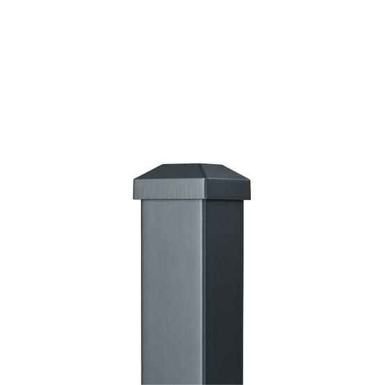 Poteau aluminium tradition style ferronnerie sur platine avec chapeau H 86.5 cm Gris - Easy Clôture - Image 3