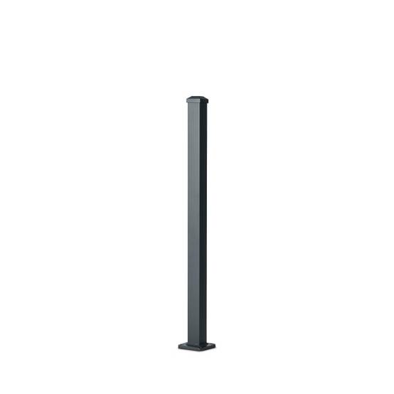 Poteau aluminium tradition style ferronnerie sur platine avec chapeau H 86.5 cm Gris - Easy Clôture - Image 1