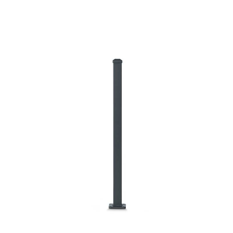 Poteau aluminium tradition style ferronnerie sur platine avec chapeau H 86.5 cm Gris - Easy Clôture - Image 2