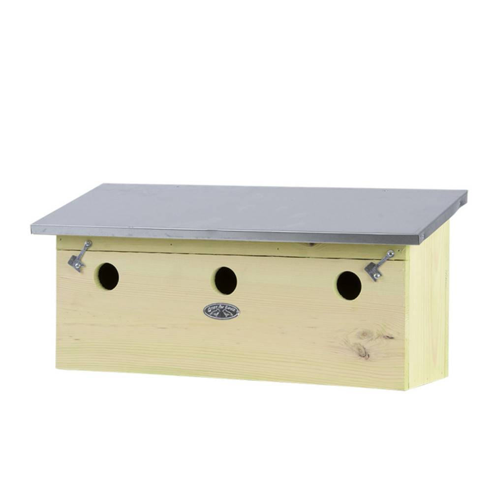 animallparadise - Appartement pour moineaux, horizontal, en bois pin, zinc, pour oiseaux. - Imagen 1