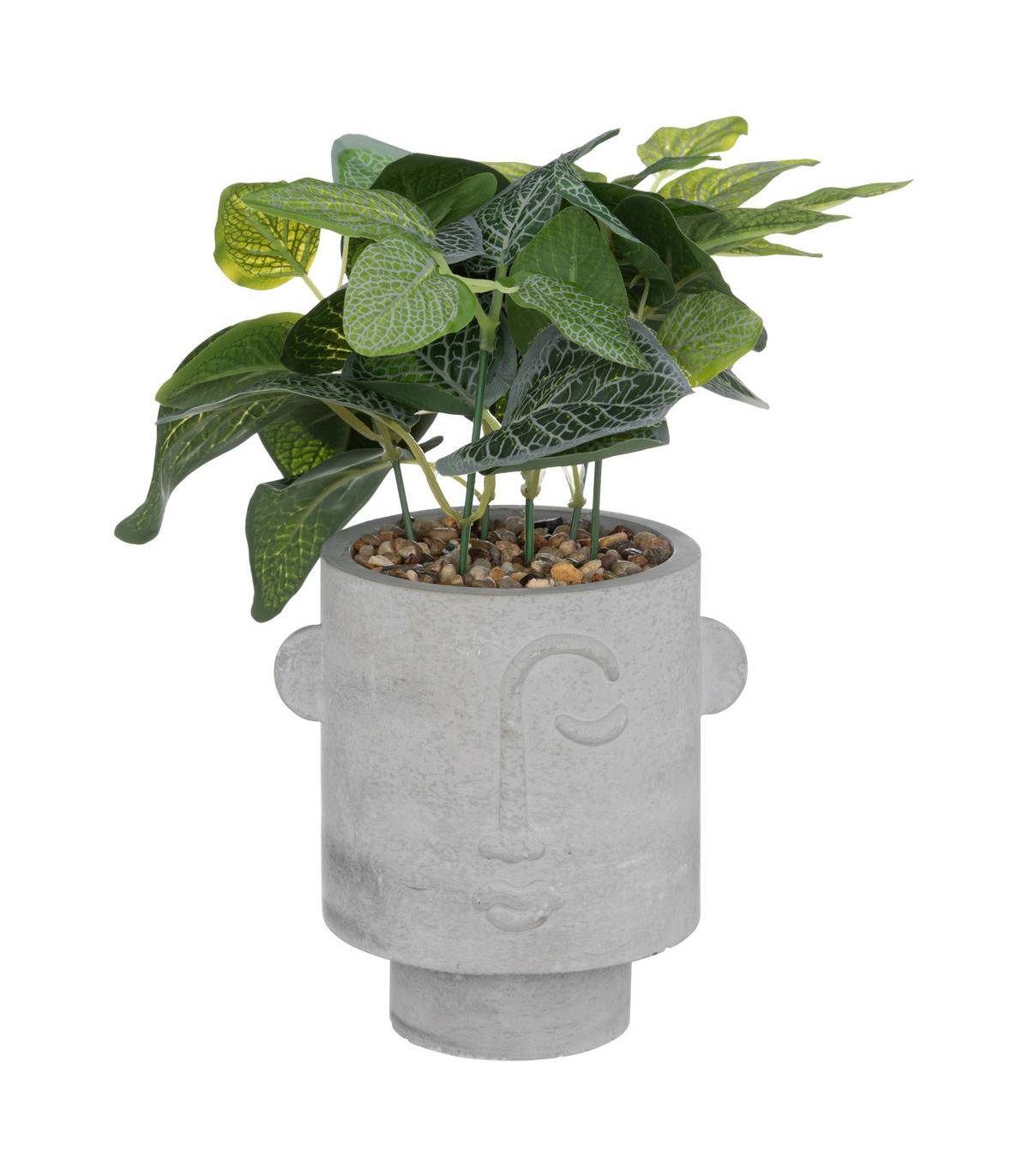 Plante artificielle Visage pot Gris clair H 26 cm - Imagen 1