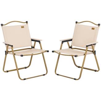 Lot 2 Chaises Camping Acier Oxford Pliables Plage Pêche Légères 54x59x78cm Kaki - ComfortXL Outdoor Living