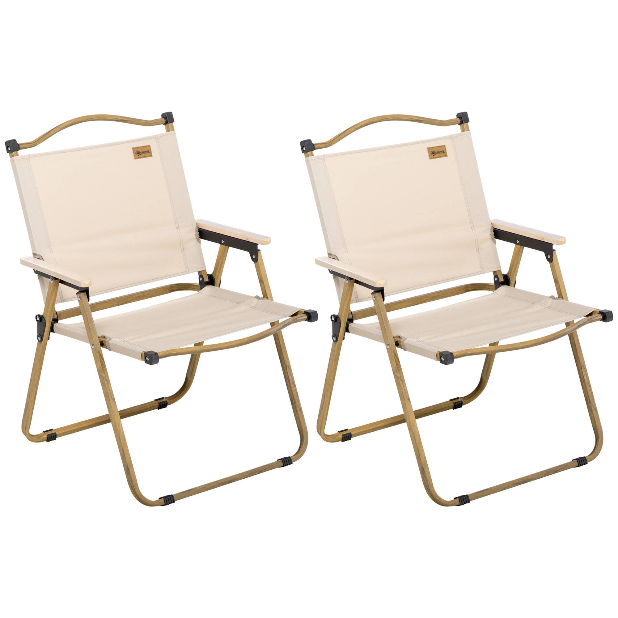 Lot 2 Chaises Camping Acier Oxford Pliables Plage Pêche Légères 54x59x78cm Kaki - ComfortXL Outdoor Living - Image 2