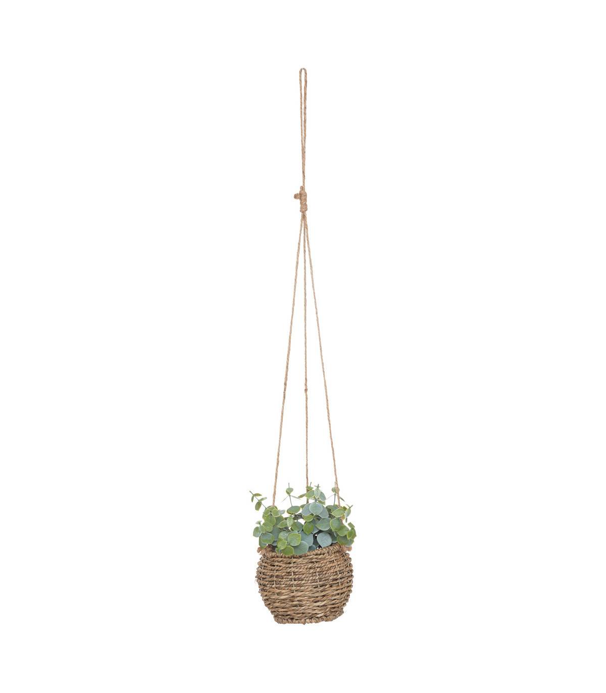 Plante artificielle suspendue pot en roseau H 60 cm - Imagen 1