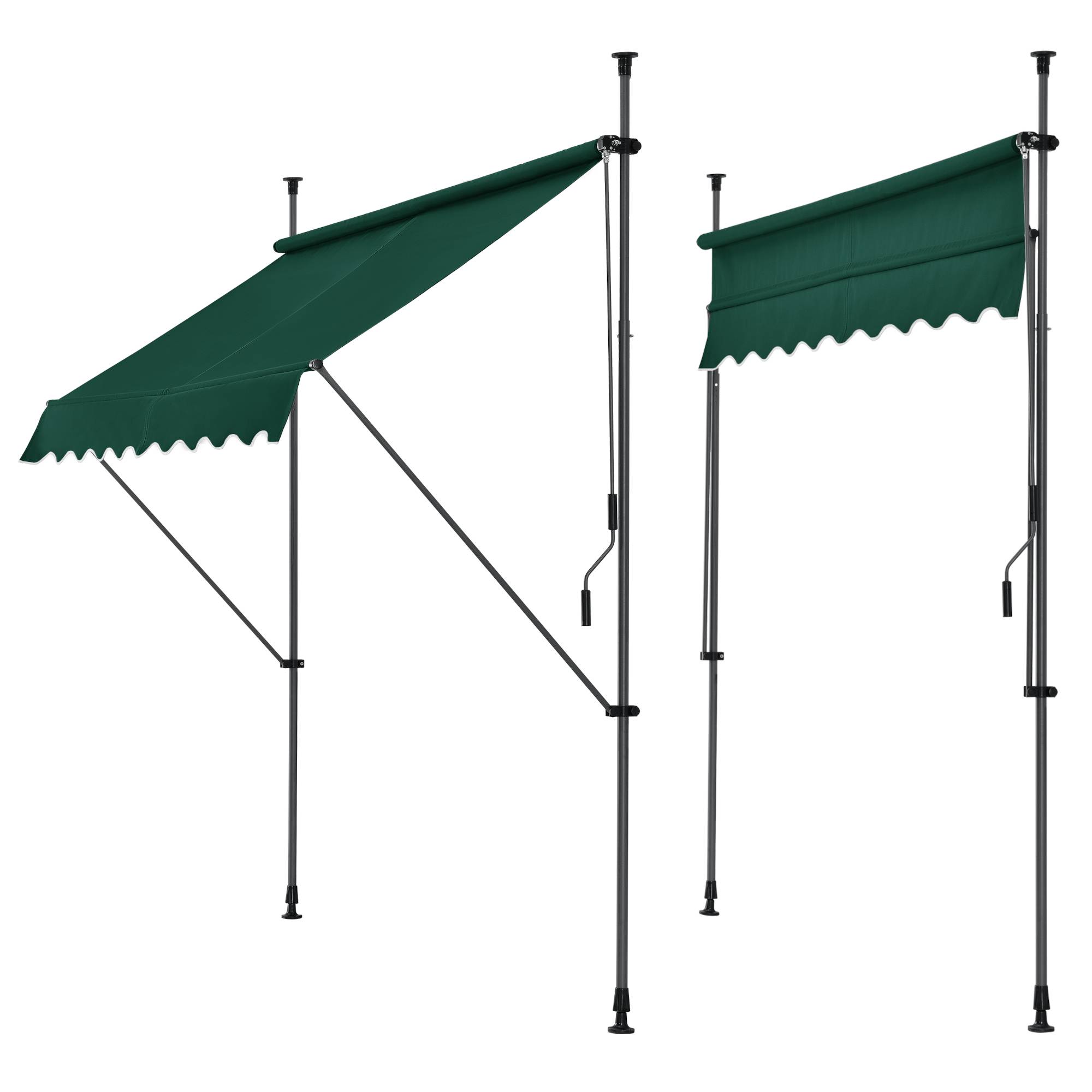 Pro.Tec - Store Banne Téléscopique Acier Polyester 400 x 120 x 220-309 cm Vert Foncé [pro.tec] - Image 1