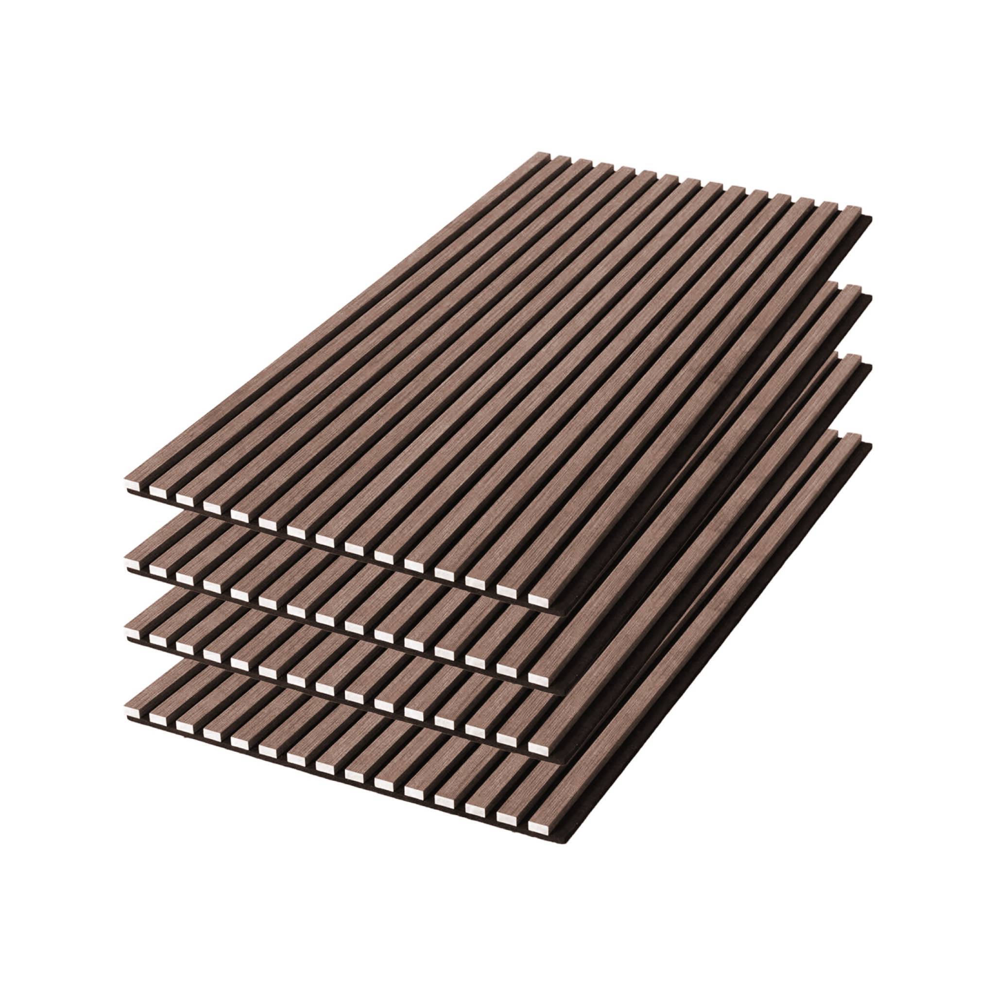 sweeek - Set de 4 panneaux muraux acoustiques décoratifs en feutrine et MDF noyer 60x120cm - Kyoto | sweeek - Image 7