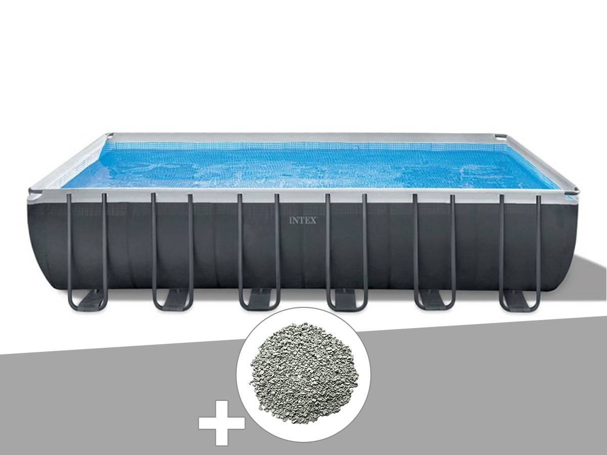 Kit piscine tubulaire Intex Ultra XTR Frame rectangulaire 7,32 x 3,66 x 1,32 m + 20 kg de zéolite