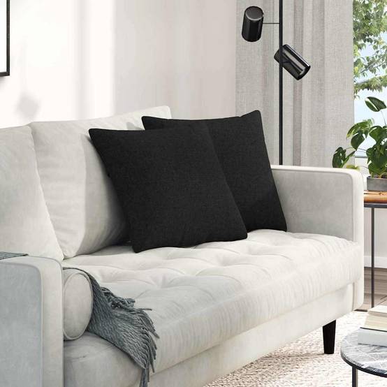 Lot 2 Coussins Carrés en Tissu pour Canapé et Fauteuil Confortables pour Intérieur Noir 45x45 cm – ComfortXL Outdoor Living - Image 1