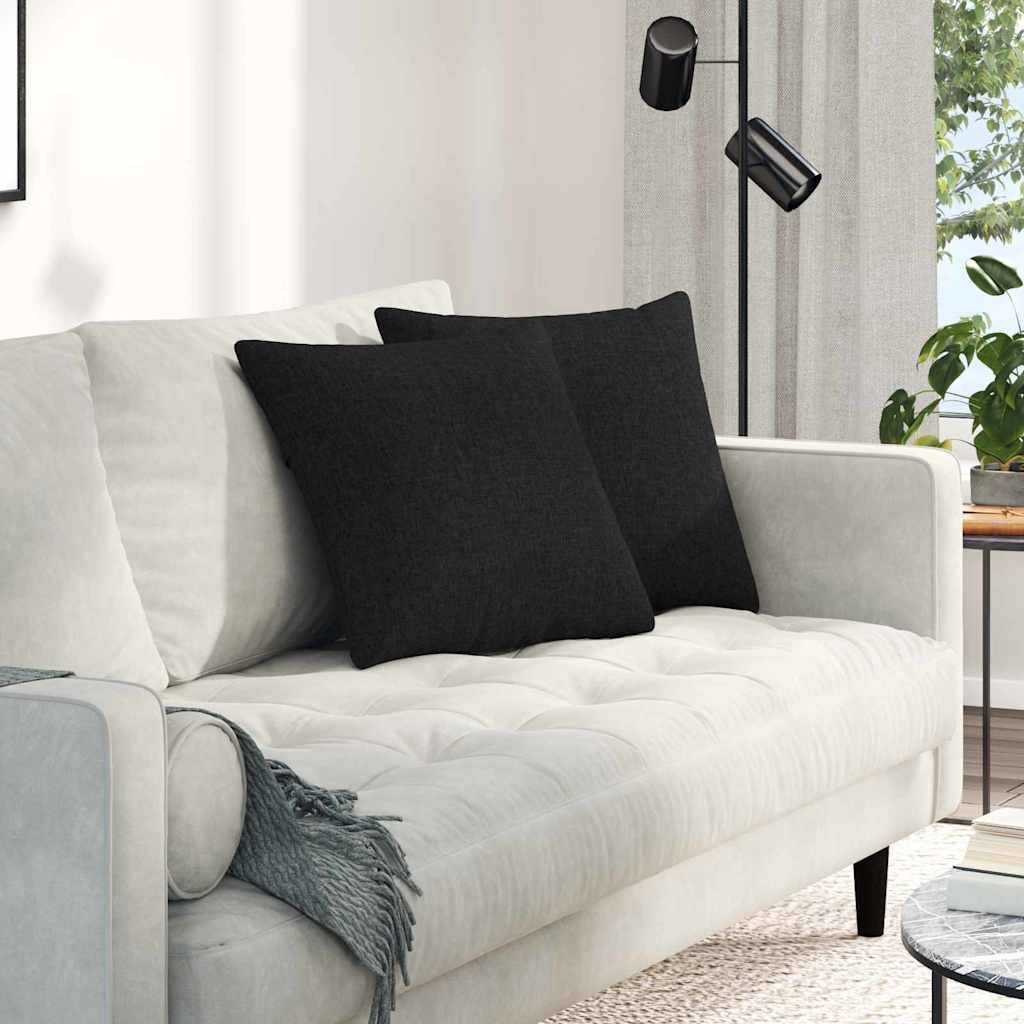 Lot 2 Coussins Carrés en Tissu pour Canapé et Fauteuil Confortables pour Intérieur Noir 45x45 cm – ComfortXL Outdoor Living - Image 1