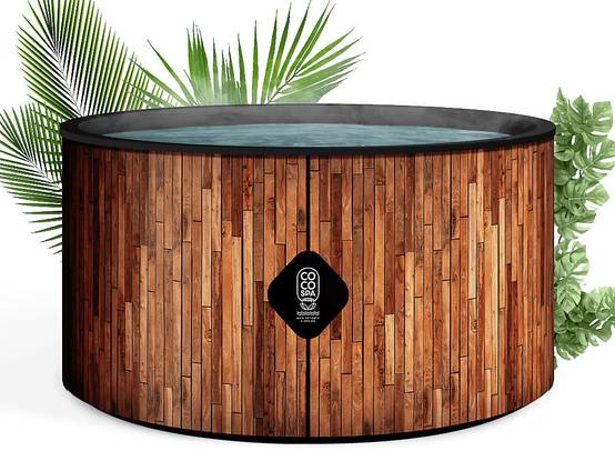 Spa gonflable 2 places chauffant & massant imitation bois 150cm - Image 1